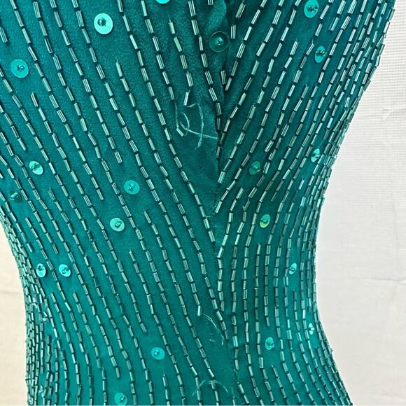 Vintage 1993 Sleeveless Green Embellished Dress | Niteline by Della Roufogali - Picture 6 of 12